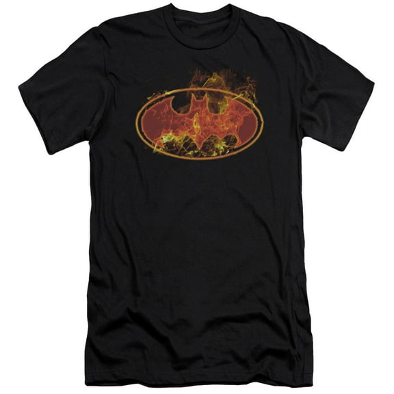 Batman Flames Logo S/S Adult 30/1 T-Shirt Black