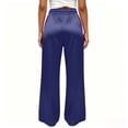 thumbnail image 6 of DeHolifer Women's Pants High Waisted Solid Color Wide Leg Drawstring Flowy Trousers with Pockets Blue XL, 6 of 7