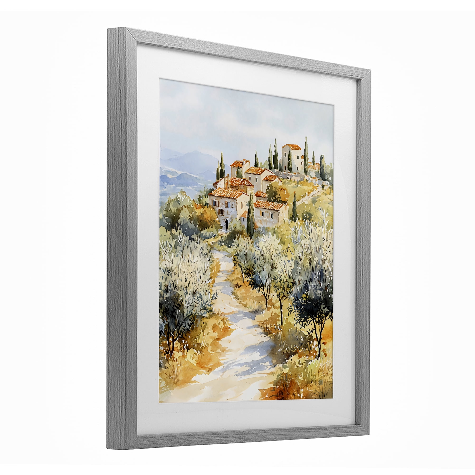Stupell Industries Tuscan Hilltop Village View Gray Framed Print Under Glass, design by LSR Design Studio