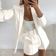 thumbnail image 2 of Lovskoo 2024 Womens Casual Blazers Open Front Crop Blazer Jacket Business Attire Solid Long Sleeve Suit Lapel Collar Slim Cardigan Coat White, 2 of 8