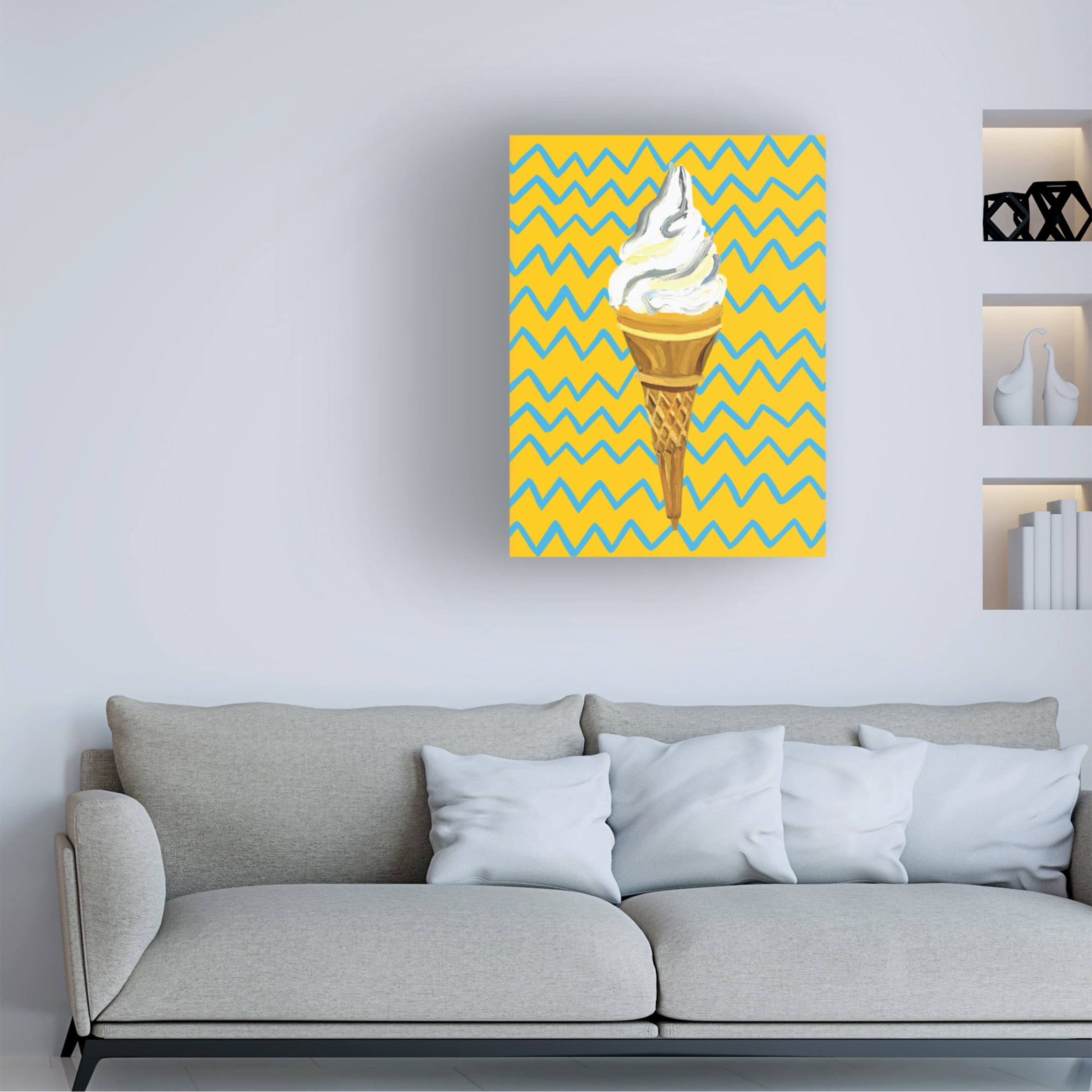 Trademark Fine Art Alice Straker Ice Cream Yellow Zigzag Canvas Wall Art