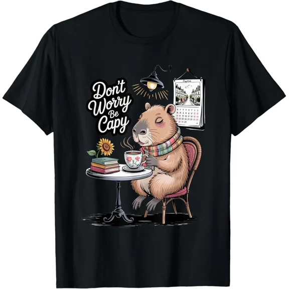 Don't Worry Be Capy Capybara Gifts Funny Cappy Animal Lover Adult S-4XL T-Shirt