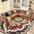 thumbnail image 5 of 8x10ft Washable Area Rug For Living Room  Vintage Boho Floral Medallion Non-slip Low Pile Indoor Carpet Bedroom Dining Home Office(red Black), 5 of 7
