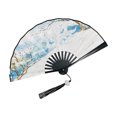 thumbnail image 2 of Folding Hand Held Fan Chinese Vintage Style Plastic Fan Double Sided Hanfu Accessories for Weddings Dancing Parties, 2 of 8
