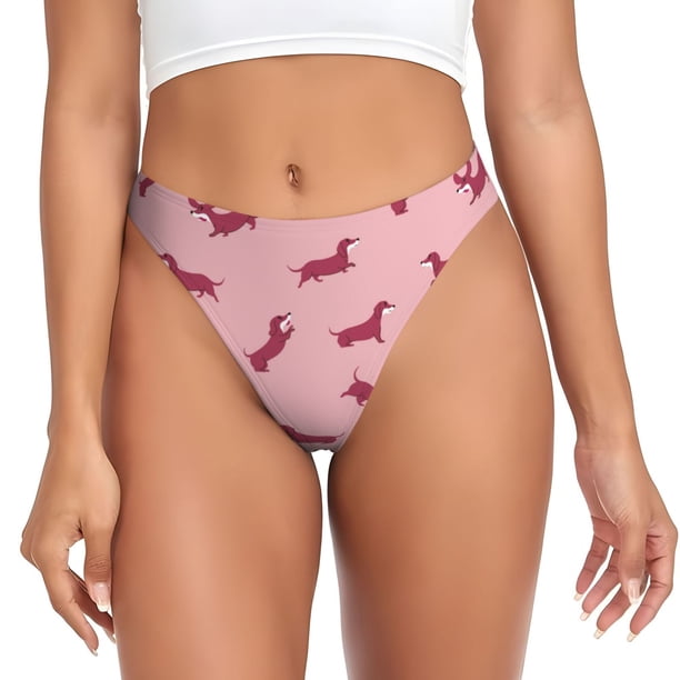 Balery Dachshund Dog Puppy Tangas de Algodón para Mujer con Estampado – Ropa Interior Sexy, Transpirable, G-string-XX-Large