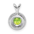 thumbnail image 2 of Diamond2Deal 925 Sterling Silver Diamond and Peridot Pendant for Women (L -0.56 inch, W - 0.4 inch), 2 of 4