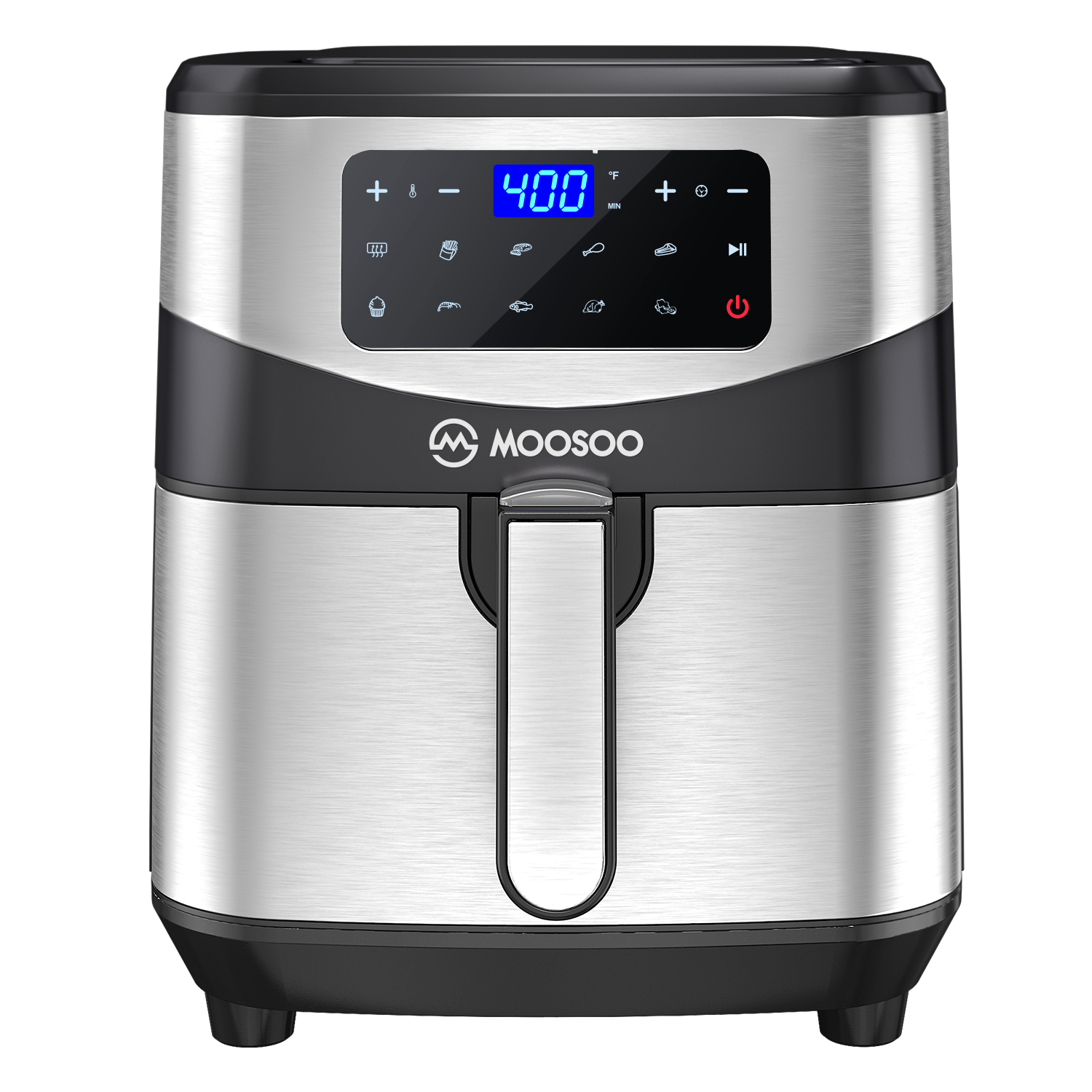 MOOSOO 7.4 QT Large Capacity Air Fryer Stainless Steel Air Fryer Oven