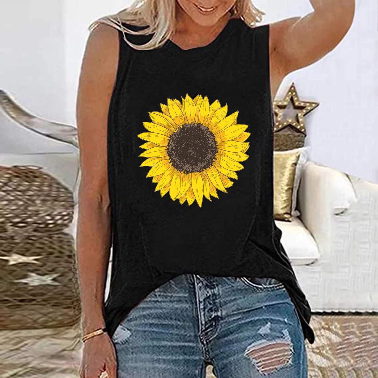 Culotte Femme Imprimé Tournesols Papillons - Coupe Triangle Confortable - Tissu Extensible Polyester-élasthanne - Idéale Au Quotidien