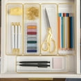 thumbnail image 5 of Martha Stewart Kerry 6 Pack Plastic Stackable Office Desk Drawer Organizers with Gold Trim, 12" x 3", 5 of 10