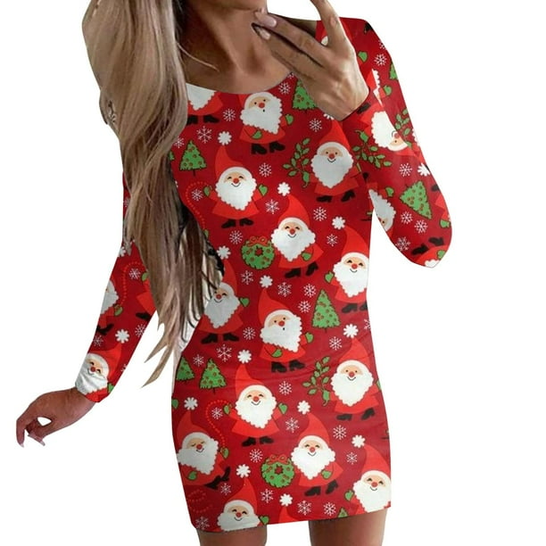 Christmas Long Sleeve Dress for Long Sleeve Christmas Dress Dress Hollow Party Casual - Walmart.com