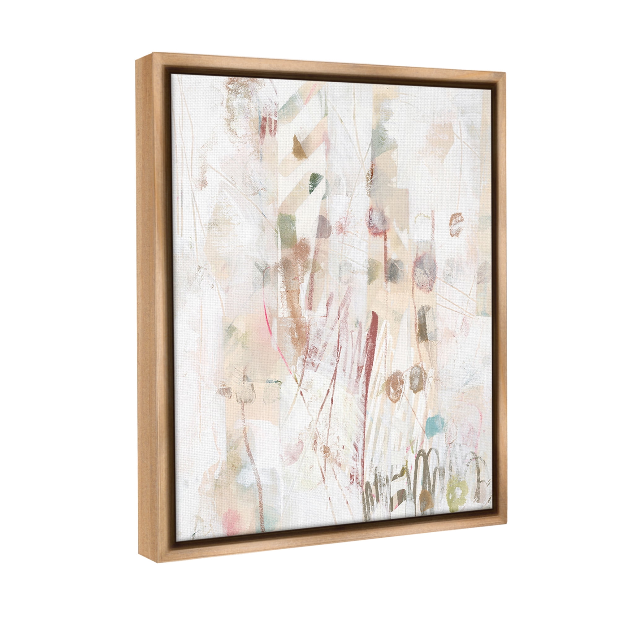 Stupell Industries Soft Neutral Pattern Abstract Painting Brown Floater Framed Canvas Art Print Wall Art, 25 x 31