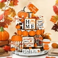 thumbnail image 4 of Fall Tiered Tray Decor Set for Home Autumn Wood Signs Pumpkin Maple Leaf Truck Wooden Sign Decor, Thanksgiving Orange Brown Table Signs Farmhouse Wooden Maple Pumpkin Gnomes Tabletop for Festival, 4 of 4