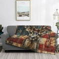 thumbnail image 2 of Rateoe American Flag Deer Art Pattern Flannel Throw Blanket, Ultra-soft Blanket for Bed, Couch, Car, Hypoallergenic Anti-pilling blanket-50"x40"(Horizontal), 2 of 6