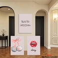 thumbnail image 4 of 2D Flat, 3pcs Frameless Modern Minimalist Cherry Wall Art Set - Soft Pink & Golden Accent Canvas Prints with "Let It Happen", Cherry & Lips Design, Soft Pastel Colors for Home, Dorm, Office Decor -, 4 of 4