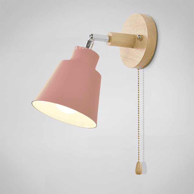 Lámpara de pared de noche simple moderna con interruptor de cremallera de madera para comedor, sala de estar, lámparas de pared de fondo decorativas