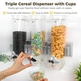 thumbnail image 3 of Wall Mounted Food Dispenser, Triple Cereal Dispenser with 3 Cups & Rotary Switches, Large Dry Food Dispenser, Candy Storage Container, Snack Dispenser for Storing Coffee Beans, Nuts, 3 of 6
