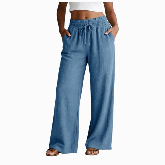 Gubotare Women Joggers Sweatpants Women's Pants Wide Leg Baggy Sweatpants Elastic Waist Drawstring Loose Pants Trendy Drawstring Trousers (Light Blue,S)