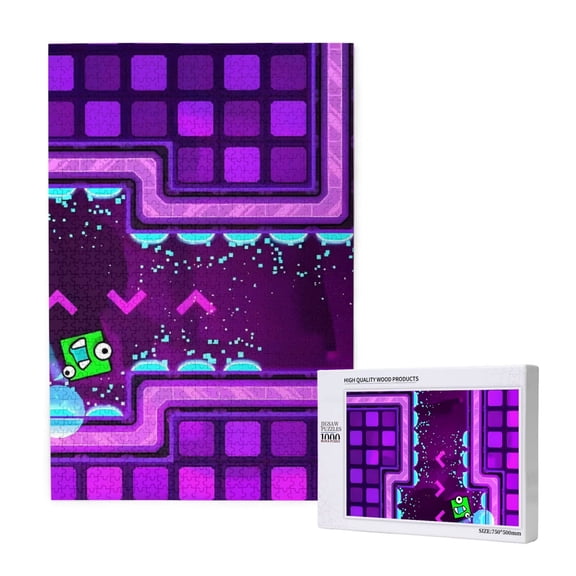 Saiise Geometry Dash Print 1000 Jigsaw Puzzle for Adults and Family,Impossible Hard Difficult Challenging Puzzles for Adults - Finished Puzzle Size is 29.5 x 19.7 inch