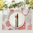 thumbnail image 3 of Coastal Coral Placemats Set of 4, Ocean Sea Coral Reef Table Mats, Maritime Nautical Seaweed Linen Place Mats for Dining Kitchen Party, Heat-Resistant Washable, 12"x18", 3 of 6