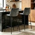 thumbnail image 4 of Abble 24 in. Kitchen Use Charcoal Faux Leather Upholstered Counter and Bar Stool(Set of 2), 4 of 10