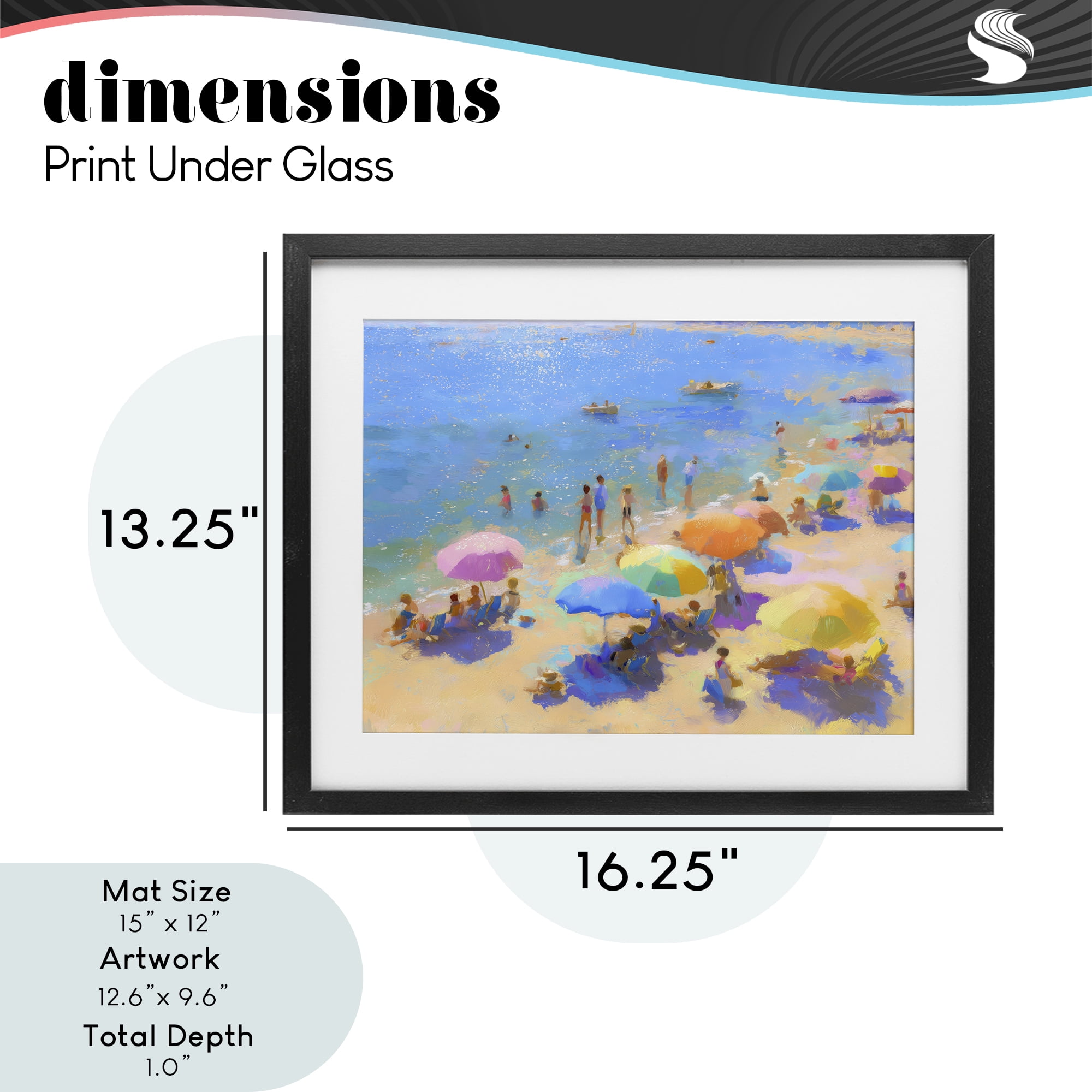 Stupell Industries Colorful Day at Beach Black Framed Print Under Glass, design by LSR Design Studio