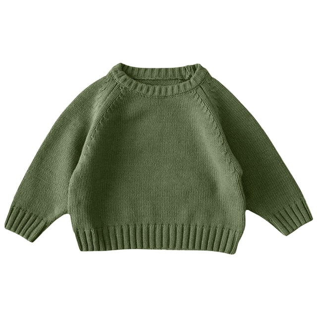 cfhntfmh Chandail pour Bébés Filles Garçons Hiver Chaud Col Rond Manches Longues Hauts Doux Extensible Couleur Unie Blouses