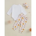thumbnail image 6 of Baby Toddler Girls Halloween Clothing Set 0 3 6 12 18 Months Letter Print Long Sleeve Romper Pumpkin Print Long Pants Hair Band Outfits, 6 of 9