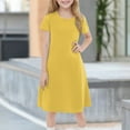 thumbnail image 2 of TQWQT Girls Dresses Summer Short Sleeve Girls Yellow Dress Size 10-12 Crewneck Skater Dress Cute Kids Tween Girls T-Shirt Dress Yellow 110, 2 of 6