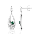 thumbnail image 5 of Sterling Silver Round Emerald Dangle Drop Earrings || Retirement Gift Earring, Gift for Her Earring || Silver Diary, 5 of 5