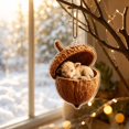 thumbnail image 3 of Christmas Acorn Shaped Animal Ornament 2D Hanging Pendant Woodland Tree Decor Random Cord Design C, 3 of 5
