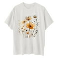 thumbnail image 6 of Casual Tops for Women Fashion Cute Flower Printing T Shirt Loose Crew Neck Short Sleeve Graphic Top Blouses Lightweight Comfy Leisure T-Shirts 2024 Ladies Summer Tops, 6 of 7
