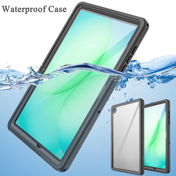 ELEHOLD Waterproof Case for Samsung Galaxy Tab A11 /A11 Plus 2025,11-inch,Rugged Heavy Duty Cover Transparent Clear Back Underwater Shockproof Case With Screen Protector,Black