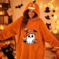 thumbnail image 7 of Halloween Pumpkin Oversized Wearable Blanket Hoodie Cozy Plush Lounger Robe, Cozy Warm Pullover Blanket for Adults Teens Movie Night Halloween Home Party Loungewear Gift, M, 7 of 7