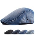 thumbnail image 2 of Beret Hat Breathable Retro Style Solid Color Adjustable Non-Fading Decorative Soft Women Men Denim Beret Cap Decor for Camping, 2 of 10