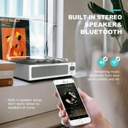 RetroAudio Record Player Turntable Bluetooth Vinyl Record Player Wireless Audio Turntable,Silver White