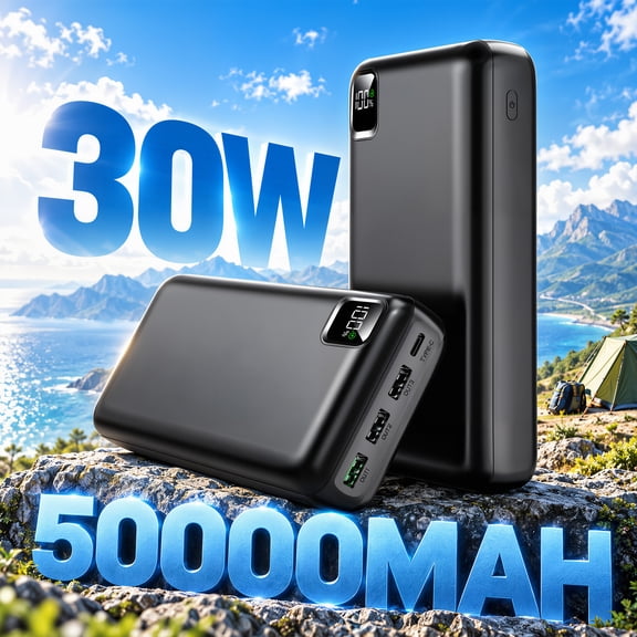 Morfec 50000mAh Power Bank 30W PD Fast Charging Portable Charger with Output 4-Output High Capacity External Battery Pack with LED Digital Display for iPhone, Android Cell Phone