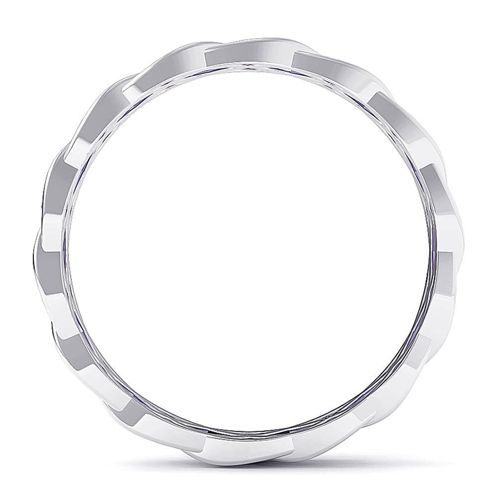 Sz 4.5 Solid 10K White Gold 3MM Eternity Celtic Knot Stackable Comfort Fit Wedding Band Ring