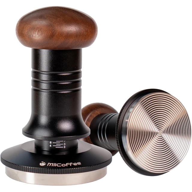 MiiCoffee Espresso Coffee Tamper 58.5mm, Level Coffee Tamper for 58mm Portafilter, Adjustable Depth Stainless Steel Ripple Base