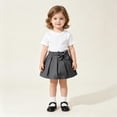 thumbnail image 5 of Fgnfyis Girls School Uniform Skirt Soft Pleated Solid Color A Line Elastic Waistband Toddler Bowknot Skirts for Girls Grey 6-9 Months, 5 of 5