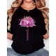 thumbnail image 1 of Women's T-shirt, "Namaste Purple Lotus" print, retro minimalist fashion, crew neck, casual and comfortable, sports short-sleeved T-shirt, 1 of 7
