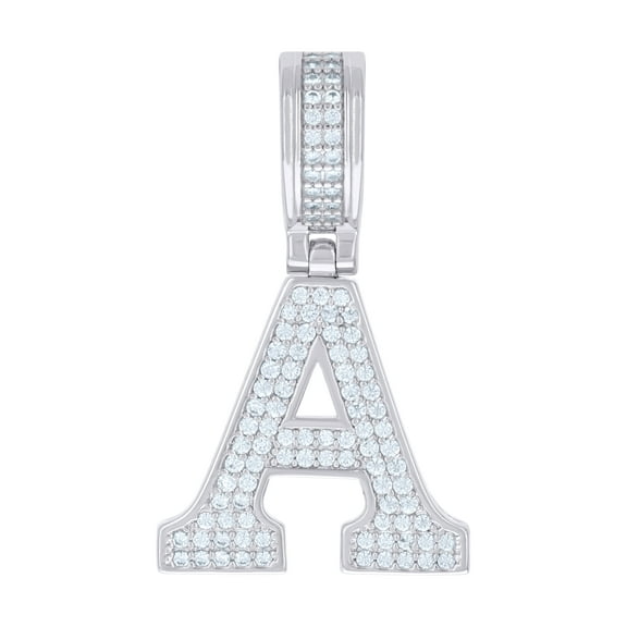 Sterling Silver Unisex Cubic-Zirconia Initial Letter A Charm Pendant