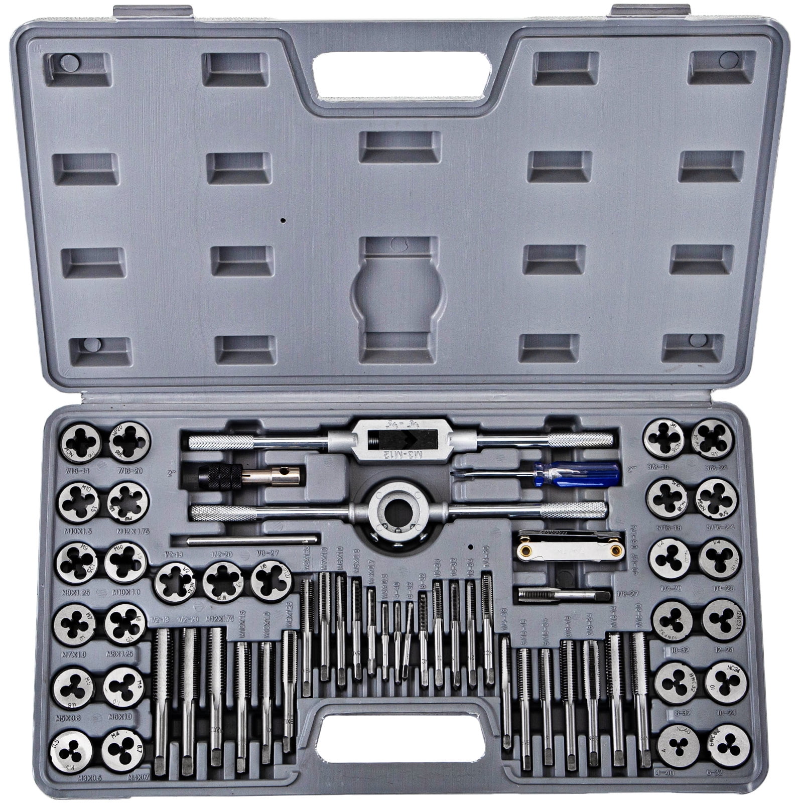 60° Metric Tools with Carrying Case,Precision Metric Tool Tap & Die Combination Set for Cutting External and Internal Threads 110 Piece Tap and Die Set,Alloy Steel Tap & Die Set,55°