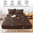 thumbnail image 5 of Twin Sze Fitted Sheet Set - Modern Brown 2 Piece Bedding Sets 16" Deep Pocket Fitted Sheet with 1 Pillowcase, Japanese Style Moon Stars Minimalism Brushed Microfiber Hotel Luxury Bed Sheets, 5 of 9