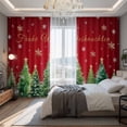 thumbnail image 2 of Red Christmas Blackout Curtains for Bedroom/Living Room, Pinch Pleated Black Out Curtains, Winter Xmas Trees Snowflake Holiday Room Darkening Window Drapes with Hooks 2 Panels, 39"x70", 2 of 8