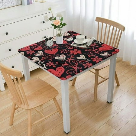 

Waterproof Picnic Party Square Table Cloth Cover Decorations Square Tablecloth for Home Dining Room Kitchen Decor valentine day heart flower Printing