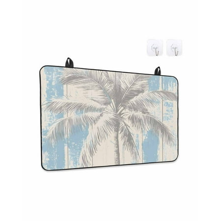 Stove Top Covers for Electric Stove Palm Tree Kitchen Glass Ceramic Electric Cooktop Covers 36 x21 Blue Tropical Plant Summer Retro Wood Plank HeatResistant Oven/Countertop/Dishwasher Protector