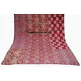 thumbnail image 3 of Red Ajrakh Hippie Queen Kantha Quilt Handmade Bohemain Bedspread King Size Vegetable Dye Kantha Blanket Bedcover Boho Quilting Indigo Print Ajrakh Cotton Kantha Quilt, 3 of 5