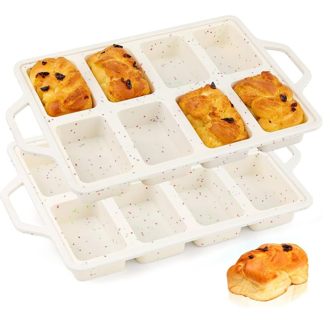Moldes Silicona Mini Pan de Plomo Reforzado Metal Antiadherente 8 Cavidades Horno Microondas Congelador Lavavajillas