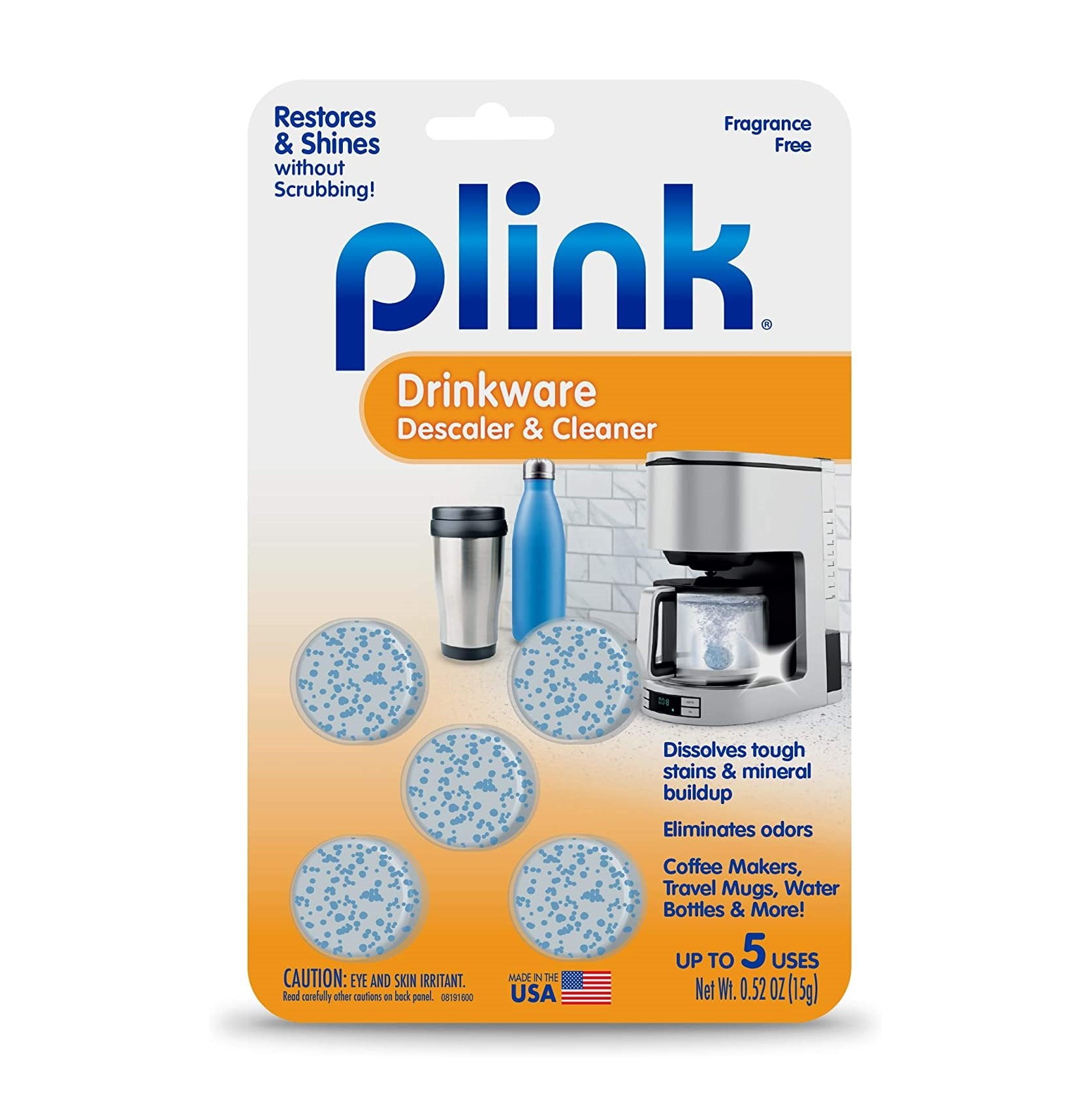 Plink Drinkware Descaler & Cleaner Tabs Restores