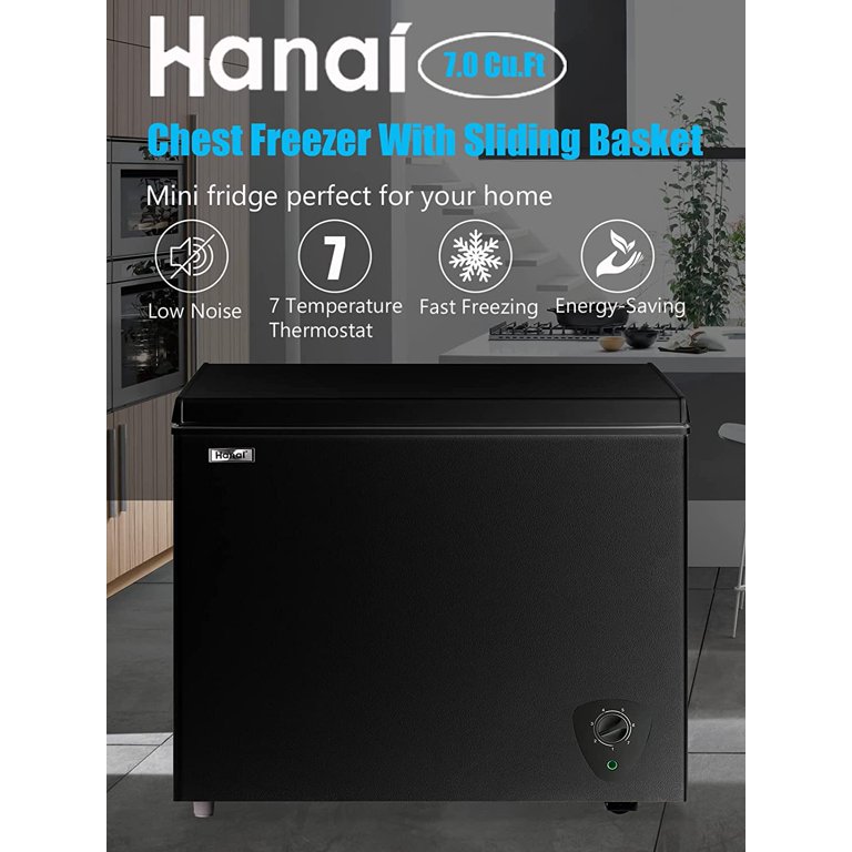 Chest Freezer 7.0 cu.ft Compact Freezer Free-Standing WANAI Top